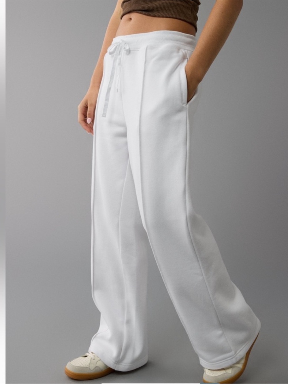 NWT AE Wide-Leg Lounge Pants in White - Picture 3 of 9